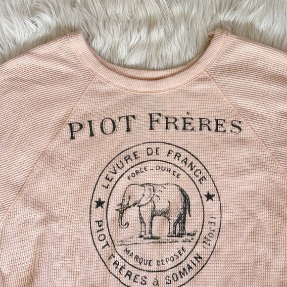 Free People We The Free Vintage Style Oversized Waffle Knit Top Graphic Thermal - Picture 3 of 7